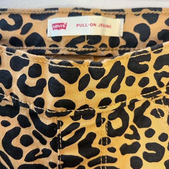 Levi's Girl’s 12R Black Tan Leopard Print Jeggings Comfortable Fun Pull On Pants - Picture 2 of 8